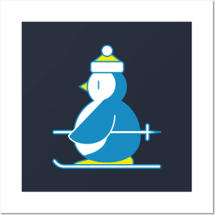 Little Blue Penguin Skiing Posters and Art